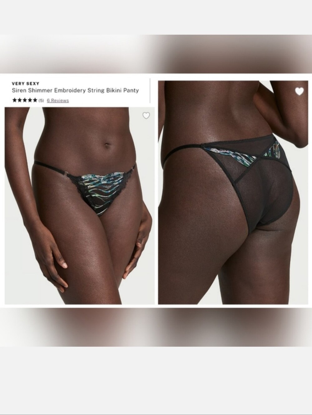 Victoria's Secret Very Sexy Siren Sequin Shimmer Embroidery String Bikini Panty